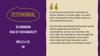 Testimonial graphic from Wells & Co.