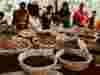 Baskets of native food in Guatemala